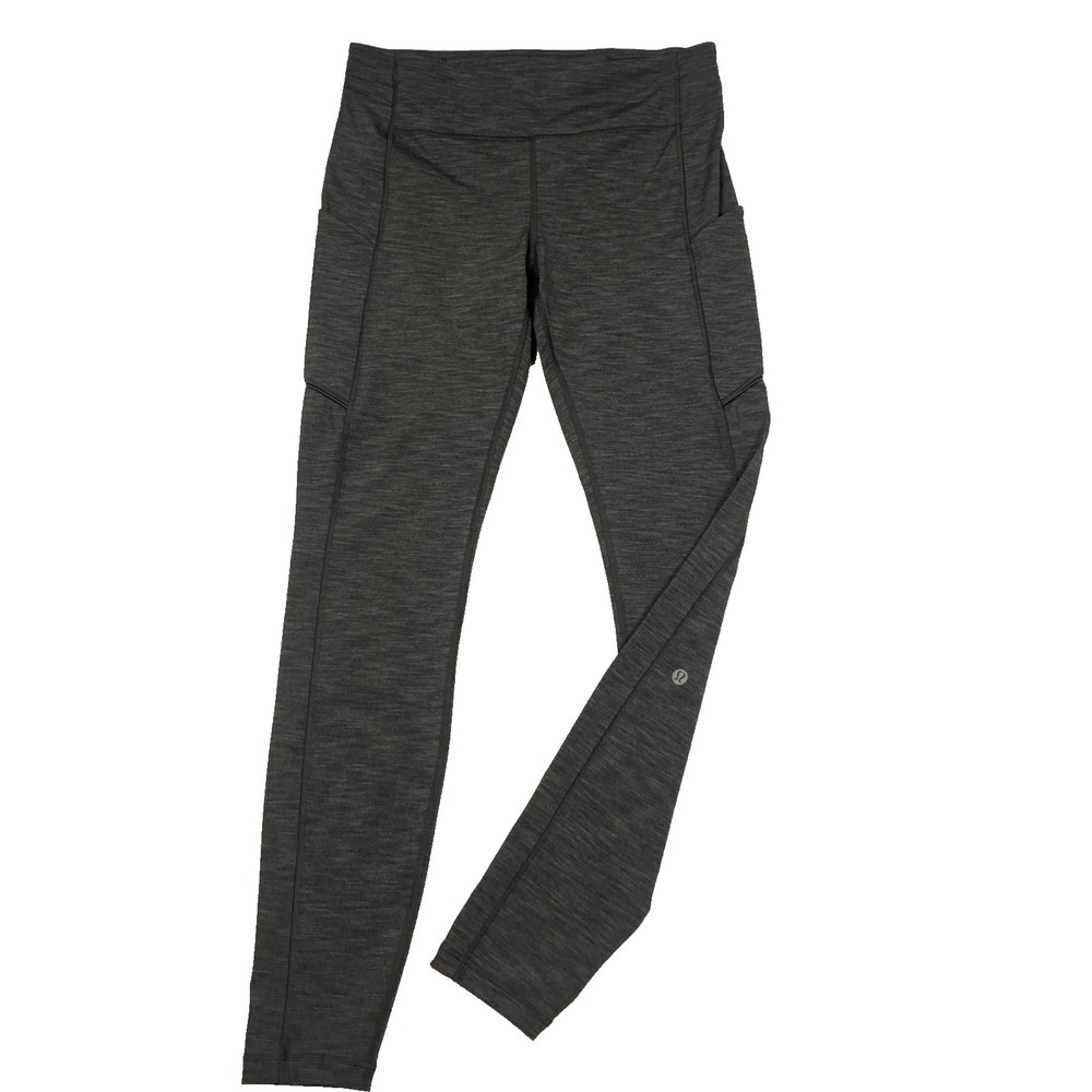 Lululemon Speed Up Tight Full-On Luxtreme Heathered Black Pockets Size 8